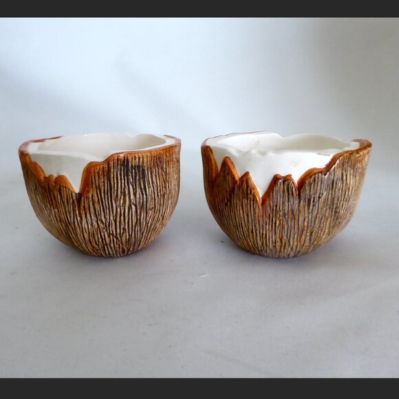 VINTAGE 1960’s PAUL MARSHALL CRACKED COCONUT CERAMIC TIKI MUG SET - Picture 5 of 7